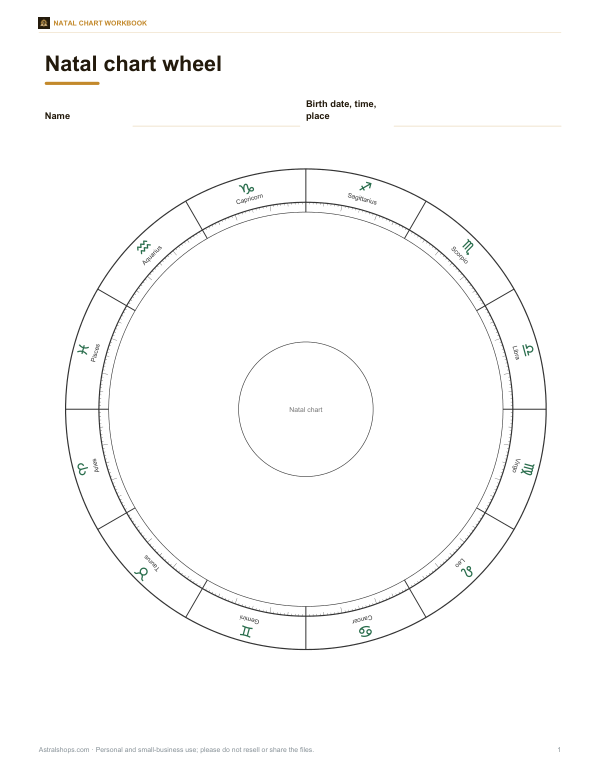 Preview of Printable Natal Chart Wheel